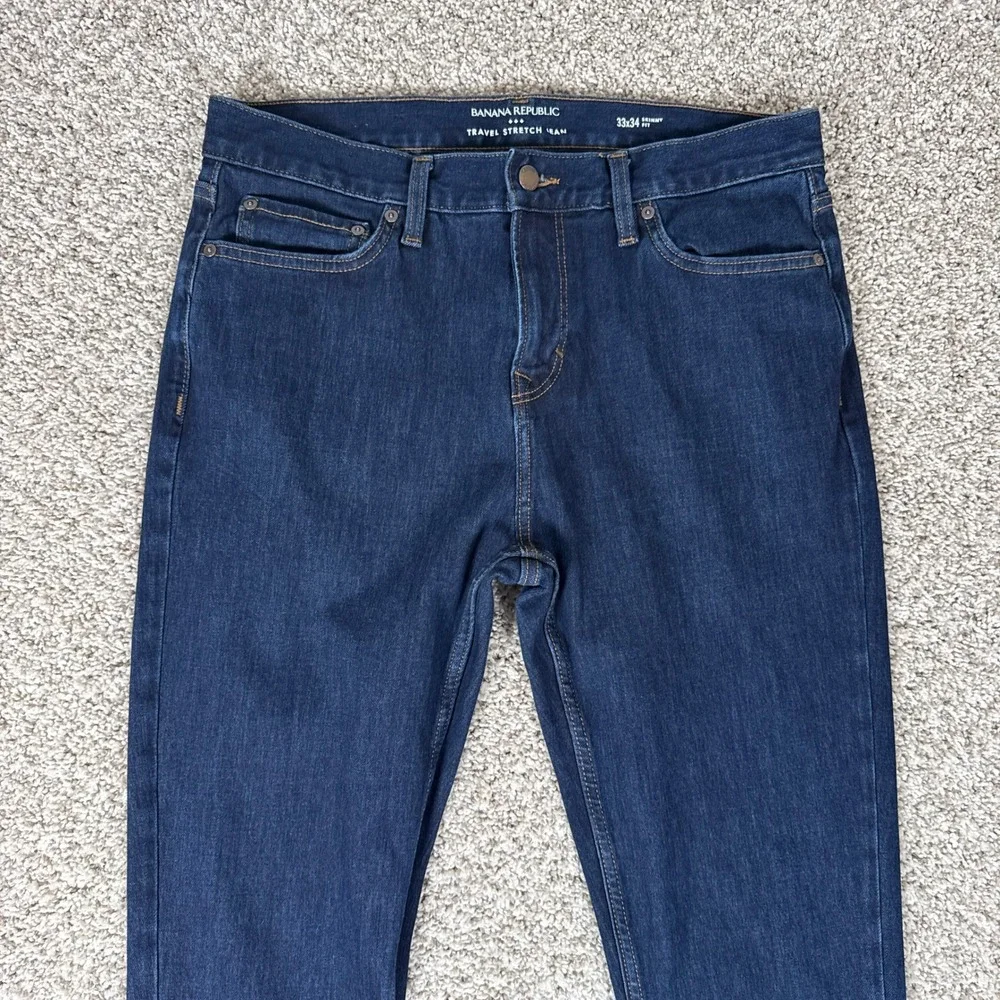 Banana Republic Jeans Mens 33x34 Dark‎ Indigo Skinny Fit Denim Travel Stretch